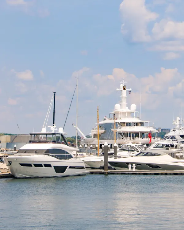 Yachts moored at the marina