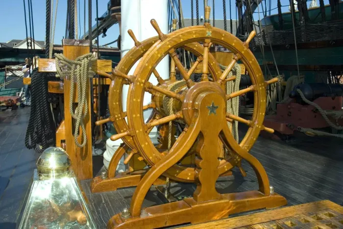 Ship’s wheel at the Charlestown Navy Yard