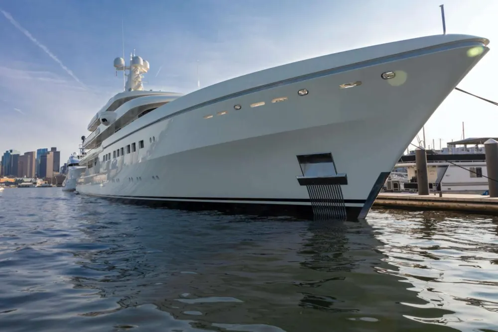 Superyacht bow at Charlestown Marina
